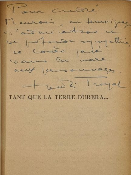 TROYAT, Henri. As Long as the Earth Endures.

Firs