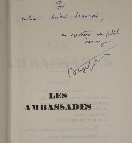 PEYREFITTE, Roger. *Les Ambassades*.

First editio