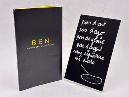 BEN. Manifesto of Total Art.

First edition in boo