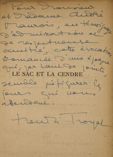 TROYAT, Henri. *Le Sac et la cendre*.

A copy belo