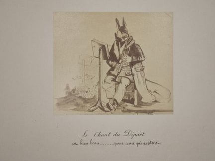[CARTOON - GRANDVILLE]. The Draft Dodgers, as Depi