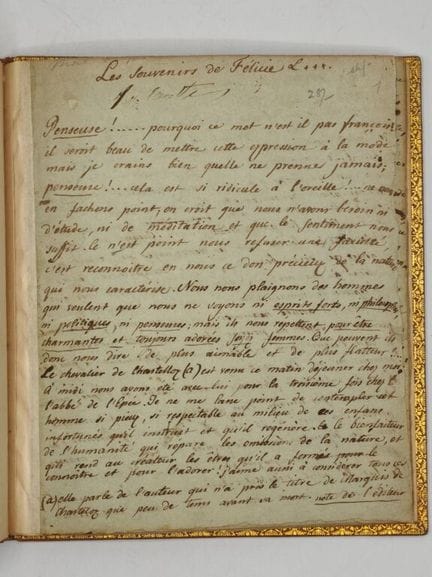 [MANUSCRIPT] GENLIS, Countess of. *The Memoirs of 