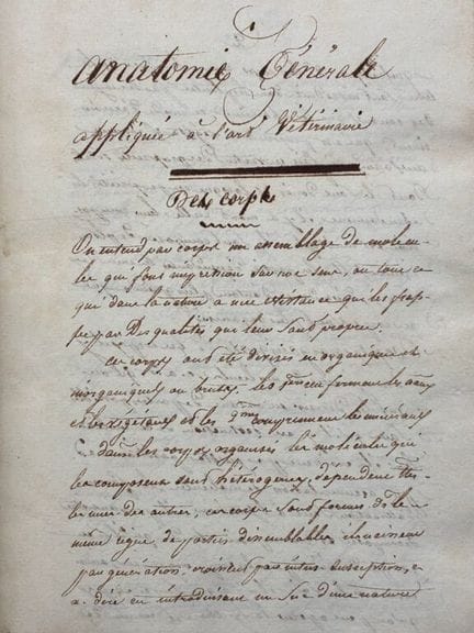 [MANUSCRIPT - VETERINARY ANATOMY]. “General Anatom