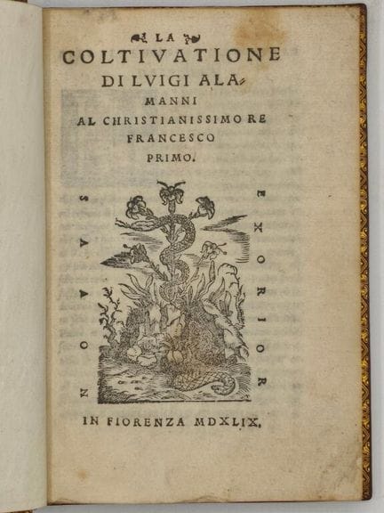 [AGRICULTURE] ALAMANNI, Luigi. *La Coltivatione*.
