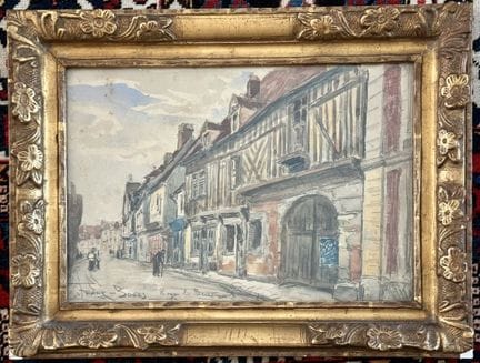 弗兰克-博格斯（1855-1926）。
博蒙-勒-罗杰。
水彩画。
左下角签名，画面底部标有“罗杰-