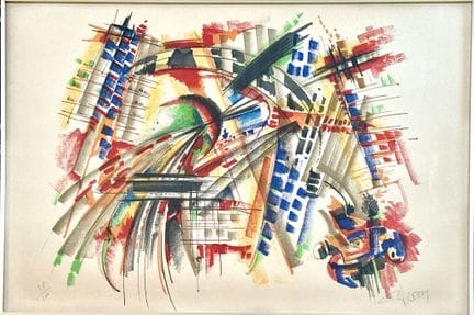 罗杰·勒西（Roger LERSY，1920-2004）。
抽象作品。
彩色石版画。
铅笔签名并标注