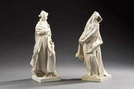 ALLEMAGNE, Nymphenburg
Deux grandes figures émaill