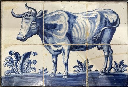 DELFT
Panneau de six carreaux décorés en camaïeu b