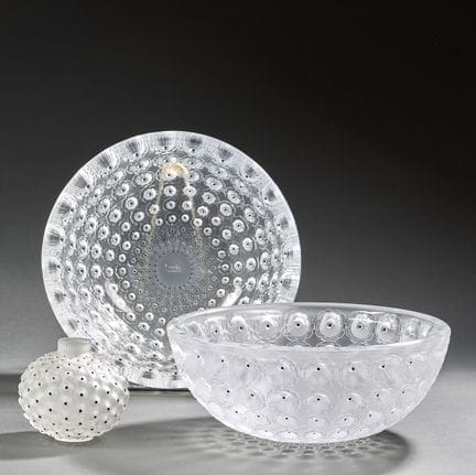 LALIQUE René (1860-1945) 
Set di tre pezzi in cris