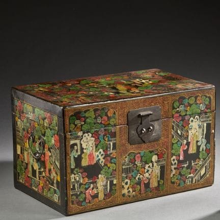 CHINE, début du XXe siècle 
Coffret en bois laqué 