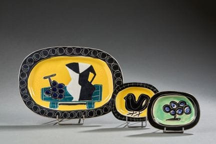 POUCHAIN Jacques (1925-2015)
Piatto ovale e due po