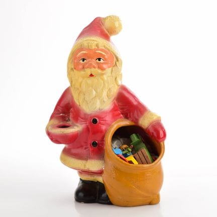 Ceramic and wood, painted; standing Santa Claus fi