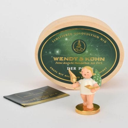 Wendt &amp; Kühn，格吕恩海尼兴，手持书本和羽毛笔的金发天使“诗人”像（编号 6，20