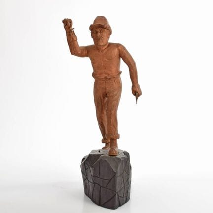 Wood, fully three-dimensionally carved, bronze-col