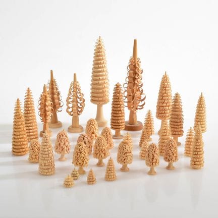 Wood, turned and carved, untreated; 35 pieces in t