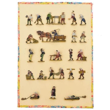 in totale 22 figurine piatte in stagno, dipinte a 