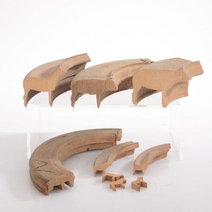 Legno tornito, in totale 6 pezzi a forma di cerchi