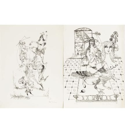 2 lithographies sur papier à la main, « BALLET DES