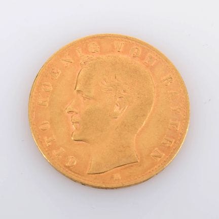 900 gold (approx. 4 g), obverse: portrait of King 