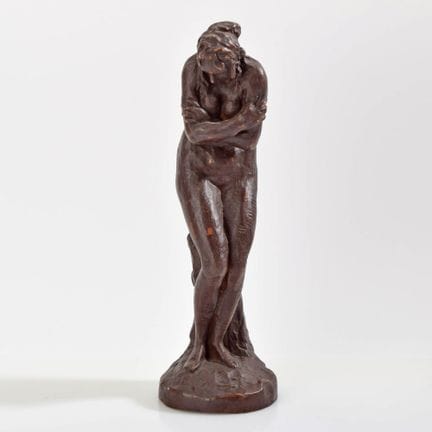Polyrésine aspect bronze, nu féminin debout sur un