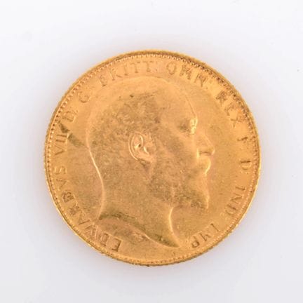 916 gold (approx. 8 g), United Kingdom, obverse: p