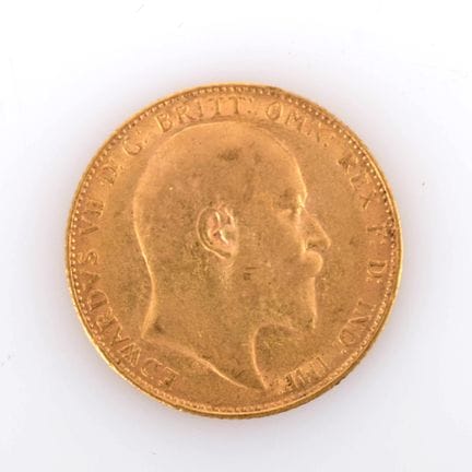 916 gold (approx. 8 g), United Kingdom, obverse: p