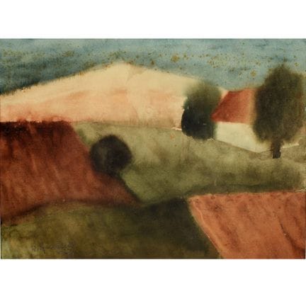 Aquarelle sur papier, PAYSAGE (1927), signée et da