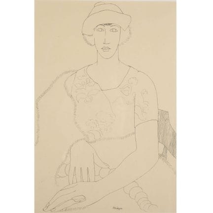 Lithographie sur papier, PORTRAIT DE FEMME, signé 