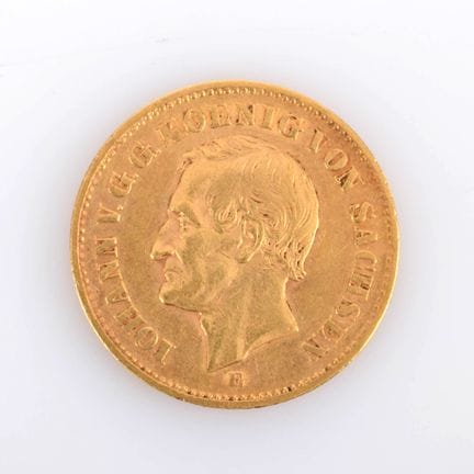 900 gold (approx. 8 g), obverse: portrait of King 