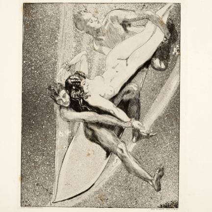 Gravure à l'aquatinte sur papier de Chine, transfé