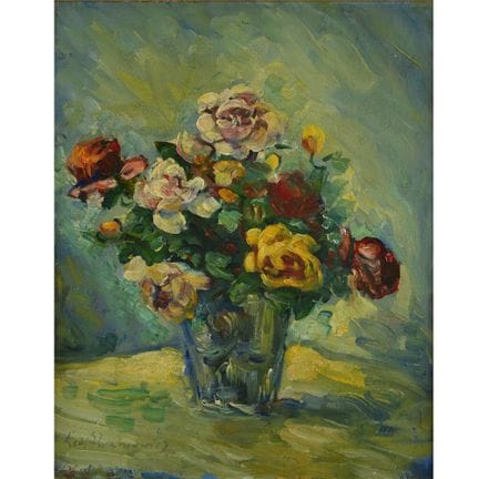 Huile sur toile, BOUQUET DE FLEURS D'ÉTÉ, nature m