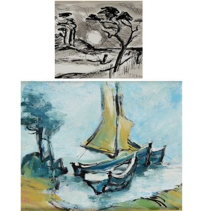 deux vues de la mer Baltique, 1 dessin à la plume 