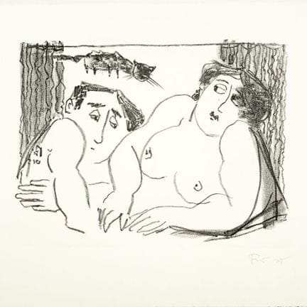 deux œuvres sur papier, 1 x impression en couleur,