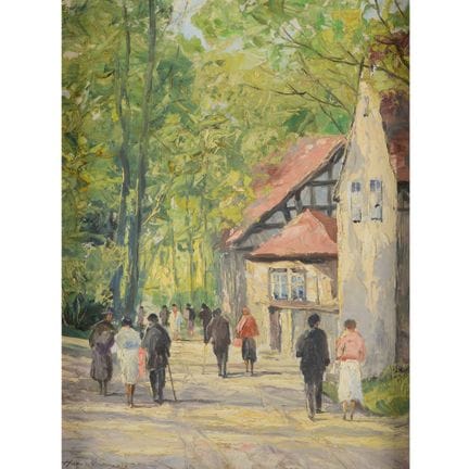 Huile sur carton à peindre, UN DIMANCHE DANS LA FO