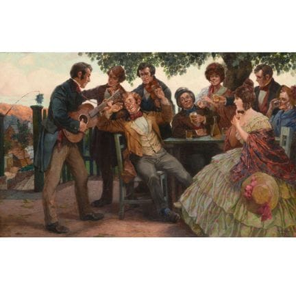 Huile sur toile, UNE VALSE D'ÉTÉ, signée en bas à 