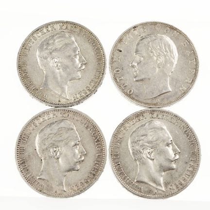 Silver (total approx. 66.7 g), 4 x 3 Mark, includi