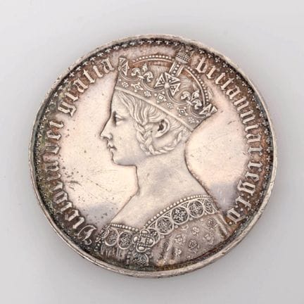Silver, obverse: bust of the young English Queen V