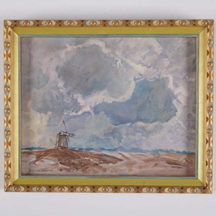 Huile sur carton à peindre, « LE MOULIN À VENT », 