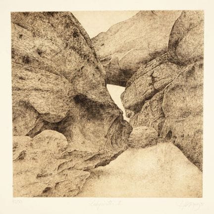 trois gravures à l'aquatinte, « STUFEN IM SCHNEE »