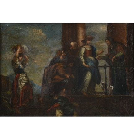 Huile sur toile, SCÈNE DE PERSONNAGES, scène de st