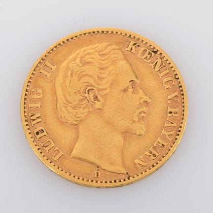 900 gold (approx. 4 g), obverse: portrait of Ludwi