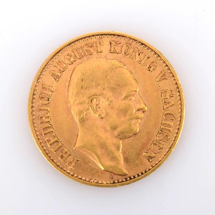 900 gold (approx. 8 g), obverse: portrait of King 