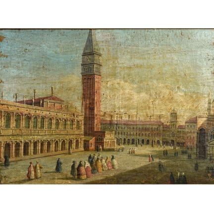 Huile sur toile, VUE DE VENISE, vue sur la place S