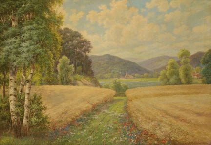 Huile sur toile, PAYSAGE D'ÉTÉ, signée en bas à dr