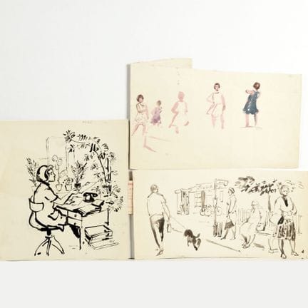 Au total, 45 œuvres sur papier : aquarelles, dessi