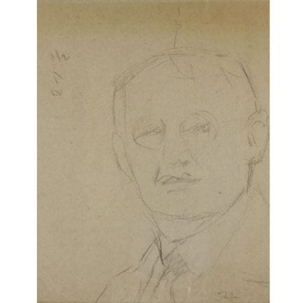 Dessin à la craie sur papier gris-brun, PORTRAIT D