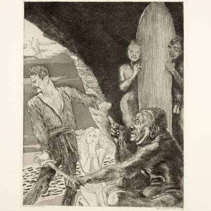 Gravure à l'aquatinte sur papier de Chine, transfé