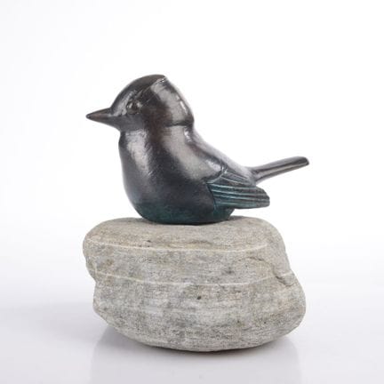 Fusion en bronze, patinée, figurine d'oiseau styli