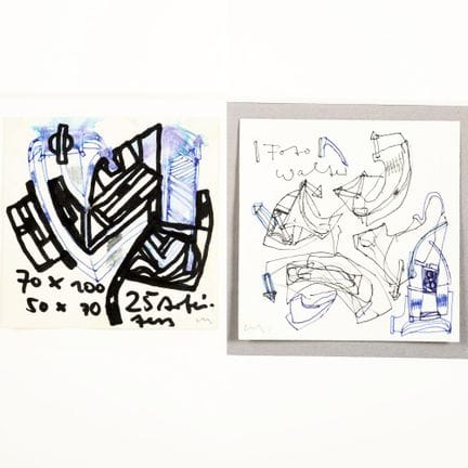 2 dessins, crayons de couleur divers et aquarelle 