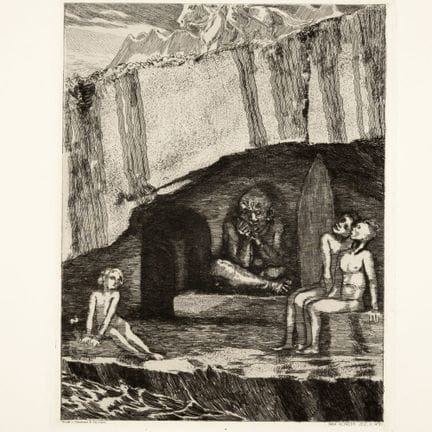 Gravure à l'aquatinte sur papier de Chine, transfé